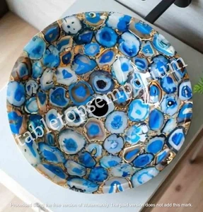 Lavabo da bagno in pietra agata blu - lavabo di lusso fatto a mano per arredamento bagno - Foto 1 di 8