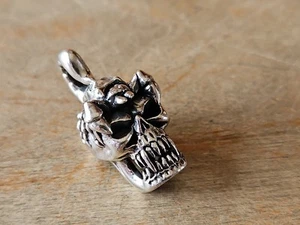 Großer WTS Sterling Silber Totenkopf & Skorpion Skelett Anhänger SIGNIERT - Bild 1 von 7