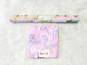 Pink Blue Pastel Gold Sparkle Unicorn Cotton Fat Quarter Craft Fabric 18"x21" - Picture 1 of 4