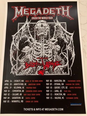Megadeth 2023 Canada Crush the World Tour Concert Poster - Image 1 of 4