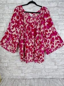 Top túnica Jill para mujer 4X campesino boho carrera oficina arte artístico para usar rosa - Imagen 1 de 7