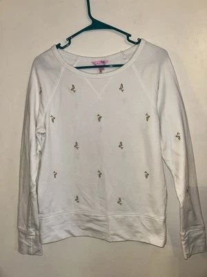 Suéter Sirena Bordado Lilly Pulitzer Mujer Blanco Dorado Talla Extra Pequeño Foto 1 de 4