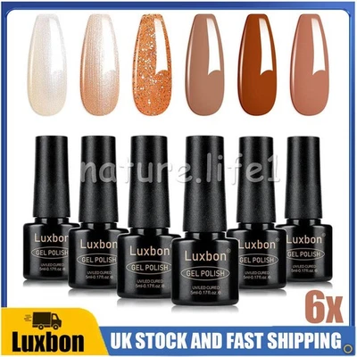 Luxbon 6PCS Gel Nail Polish Set 6 Colour uv led Soak Off Art Manicure Kit 6021 U