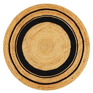 Round Jute Rug 3ft Beige Braided Area Rug Natural Rustic Hand Woven - Picture 1 of 7