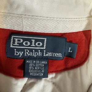Vintage Polo Ralph Lauren Quilted Rugby Shirt Elbow Patch Pony Red Large - Picture 1 of 8