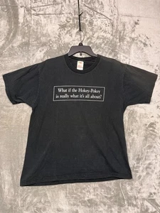 Vintage lustiges T-Shirt Herren M schwarz "Hokey-Pokey" Tee Fruit of the Loom - Bild 1 von 7