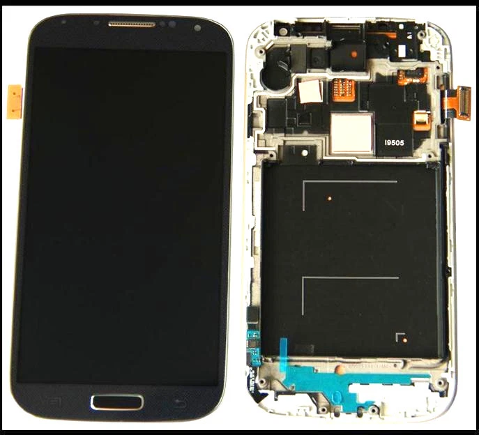 DISPLAY SCHERMO TOUCH SCREEN SAMSUNG GALAXY S4 GT i9505 +FRAME VETRO NERO COVER - Immagine 1 di 1