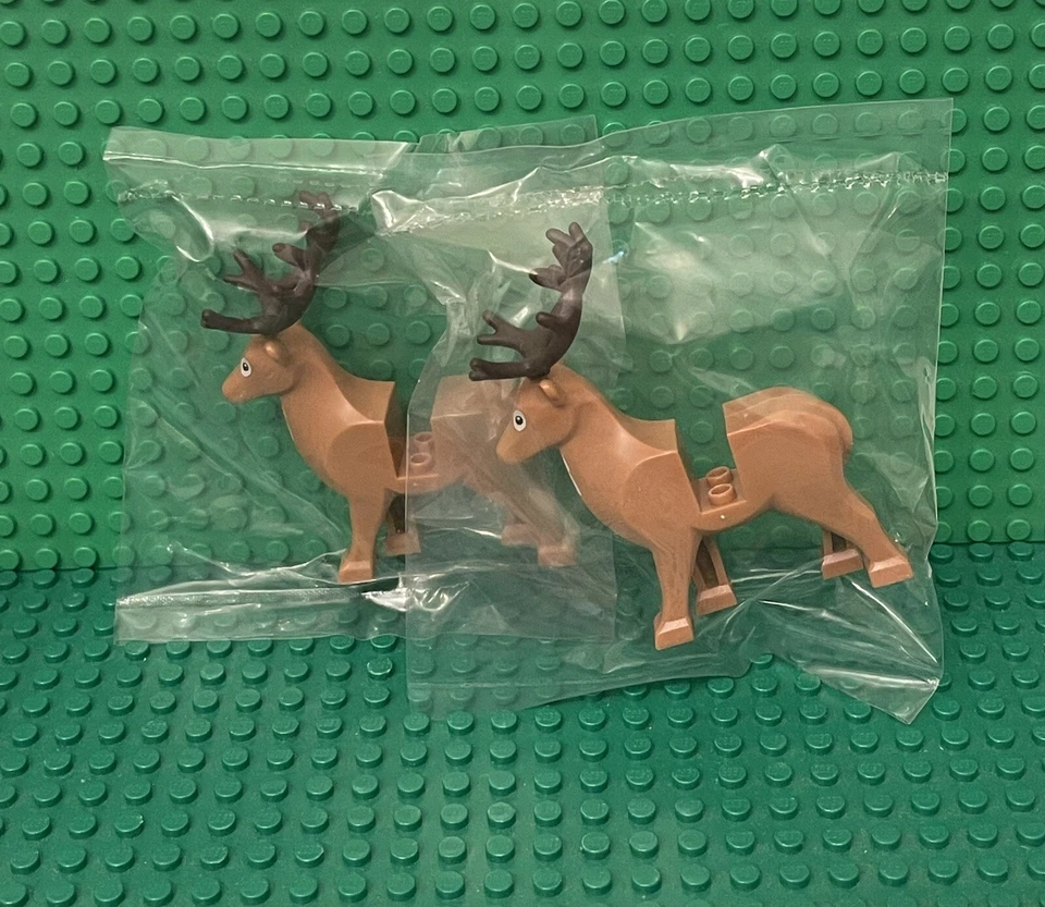 Lego 2 Turrón Reno Mediano con Astas Marrón Oscuro / Ciervo de Navidad Animal Foto 1 de 1