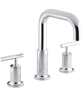 Kohler K-T14428-4-CP Purist Deck-Mount Bath Faucet Trim And Lever Handle - Picture 1 of 7