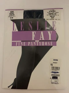Vintage Leslie Fay collant fine control top blu navy taglia E/F lycra setosa trasparente - Foto 1 di 2