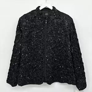 Vintage MSK Jacket Coat 1X Crinkle Sequin Satin Cocktail Dressy Evening Glam New - Picture 1 of 11