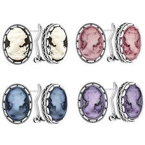 Wholesale Lot 10 Pairs Lady Queen Cameo Earrings Stud Color Mix Fashion Jewelry - Picture 1 of 13