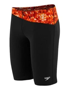 SPEEDO Nano Fracture PowerPlus Swim Jammer Shorts Black Orange Male Sz 26 28 34 - Picture 1 of 6