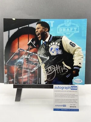 Nate Burleson Signed Photo Detroit Lions signed NFL Draft Football ACOA Seattle - Imagem 1 de 3