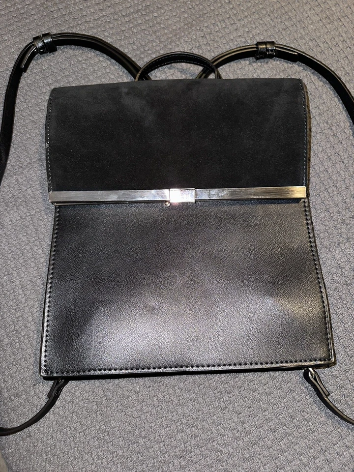 Cartera Mochila Zara Negra Y Gamuza Negra Foto 1 de 4