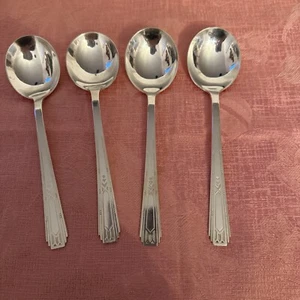 VNTG Set Of 4 Ridge & Son Silver Plate Soup Spoons - Picture 1 of 8