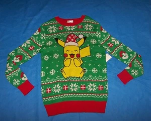 Size XL (14/16) Boys Holiday Christmas Sweater Pokémon Pikachu - Picture 1 of 4