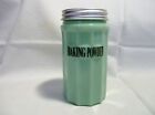 Jadeite Green Glass Small Baking Powder Canister With Metal Lid / Excellent