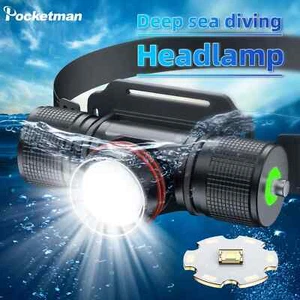 LED Dive Headlight High Lumen IPX8 White Light High Power Head Flashlight 100M - Picture 1 of 8