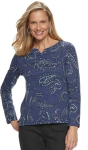 Petite Croft & Barrow Lace-Up Top Colors / Size: XSP, SP, MP, LP, XLP  () - Picture 1 of 4