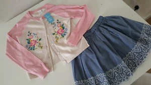 Gap Girls Skirt And Jessica Parker From Gap Cardigan Size M Bunny And Flower New - Picture 1 of 8