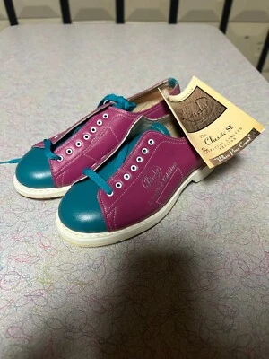Tênis de boliche Linds edição limitada feminino fúcsia/azul-petróleo destro tamanho 5 - Imagem 1 de 4