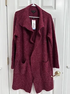 NEW NWT Joseph A. Women’s L Open Waterfall Front Knit Duster Sweater Coat Red - Picture 1 of 6