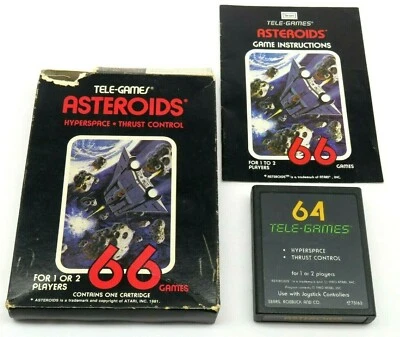 Asteroids (Atari 2600, 1980) By Sears TELE-GAMES (Box, Cartridge & Manual) NTSC - Image 1 of 4
