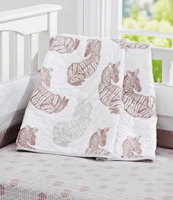 NWT Pottery Barn Kids Zebra Safari Quilt and Crib Skirt - Image 1 of 4