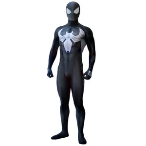 Upgraded Black Venom Spider-man Jumpsuit Bodysuit Halloween Cosplay Costume Prop - Picture 1 of 11