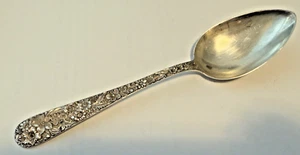 KIRK AND SON STERLING REPOUSSE FLORAL FLATWARE LARGE SPOON - Picture 1 of 3