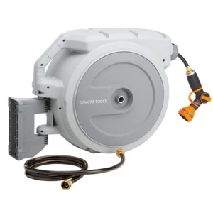 Giraffe Tools Retractable Garden Water Hose Reel Wall Mounted-1/2" x 130 ft - Picture 1 of 6