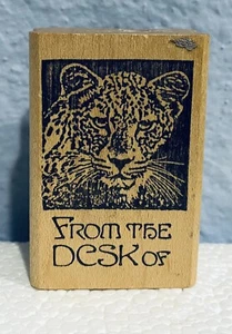 From the Desk Of Wood Mounted Rubber Stamp Leopard Cat Stamp Francisco - Picture 1 of 2
