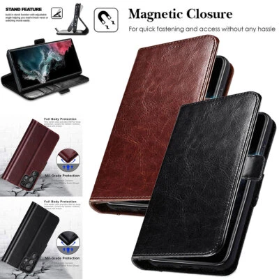 For Samsung Galaxy S22 S21 S20 Plus/Ultra S23/S24 Leather Flip Wallet Case Cover - Image 1 of 4