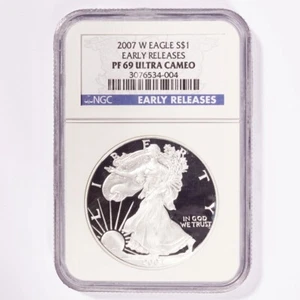 2007-W Silver American Eagle Dollar Proof NGC PF69 Ultra Cameo Early Release - Picture 1 of 2
