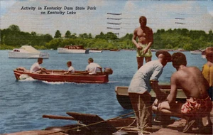 Kentucky Lake • Boating at Kentucky Dam State Park • TEICH Linen Posted "55 - Picture 1 of 2
