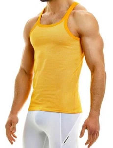 Camiseta sin mangas XL Modus Vivendi Country suave Petit Carreau jacquard amarillo tanque 02231 B - Imagen 1 de 4