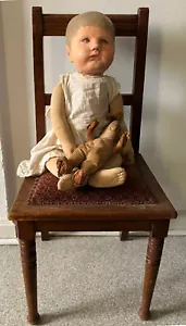 Antike Käthe Kruse Lernpuppe Hebammen Puppe Stuhl Steiff Hase Antique Doll 1930 - Bild 1 von 12