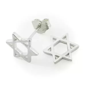 "Star of David 9 mm Orecchini Postali in Argento Sterling Spazzolato '925' - NUOVI! - Foto 1 di 8