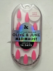Olive & June, Maximalist, Instant Mani Press-Ons, Stiletto Medium Neon Flamingo - Bild 1 von 2