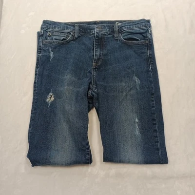 EUC Gap 1969 Distressed Jeans Womens Blue Denim Authentic True Skinny, 31t - Image 1 of 4
