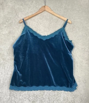 Top cami ajustable Coldwater Creek para mujer correas elásticas terciopelo verde azulado XL Foto 1 de 4