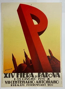 Manifesto - XIV fiera di Padova. VII Centenario Antoniano. Studio Araca, 1932. - Imagen 1 de 2