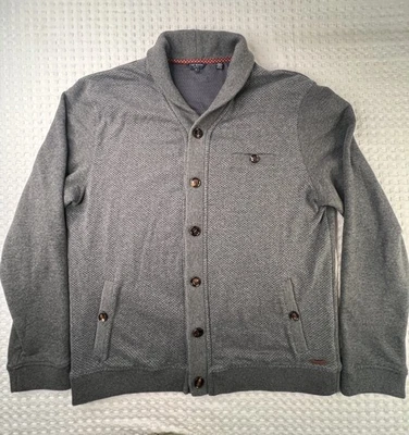 Cárdigan Ted Baker Farfell para hombre talla 6 cuello chal gris jersey XXL Foto 1 de 4