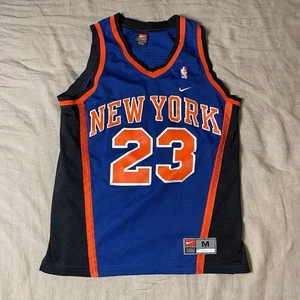 Camiseta deportiva de baloncesto vintage Marcus Camby Nike hecha en EE. UU. Knicks mediana - Imagen 1 de 6