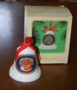 Hallmark Keepsake Ceramic Bell 1984 “Sister"  Christmas Ornament Vintage 3.25" - Picture 1 of 4