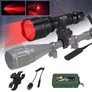 800Yards Red Light Torch LED Flashlight Scope Mount Coyote Hog Varmint Hunting - Picture 1 of 9