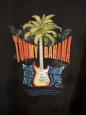 CAMISA DE CAMPAMENTO TOMMY BAHAMA Guitarra Botón Seda Enchufada en Paraíso Verano 1993 M Foto 1 de 4