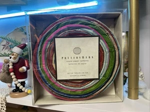 Set di 10 lanterne di carta rotonde a righe espadrillas in ceramica fienile colorate festa dec - Foto 1 di 5