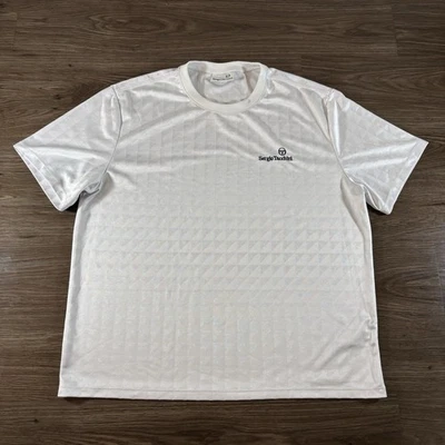 Sergio Tacchini White Tennis Checkered Jersey Mens Size 2XL - Image 1 of 4